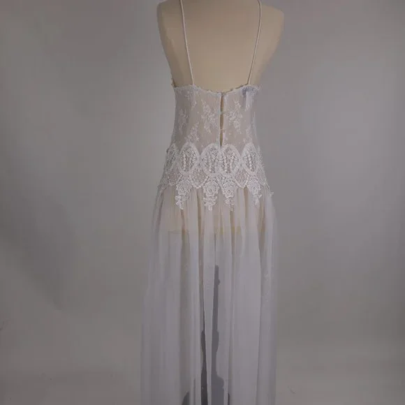 🌺 Vtg Jessica McClintock White Bridal Lace Nightgown Negligee Victorian Dress S - Picture 12 of 15